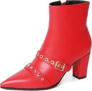 MEOTINA Gold High Heels for Women Kitten Heel Pointed Toe Short Womens Booties Buckle High Heeled Ankle Metallic Shoes