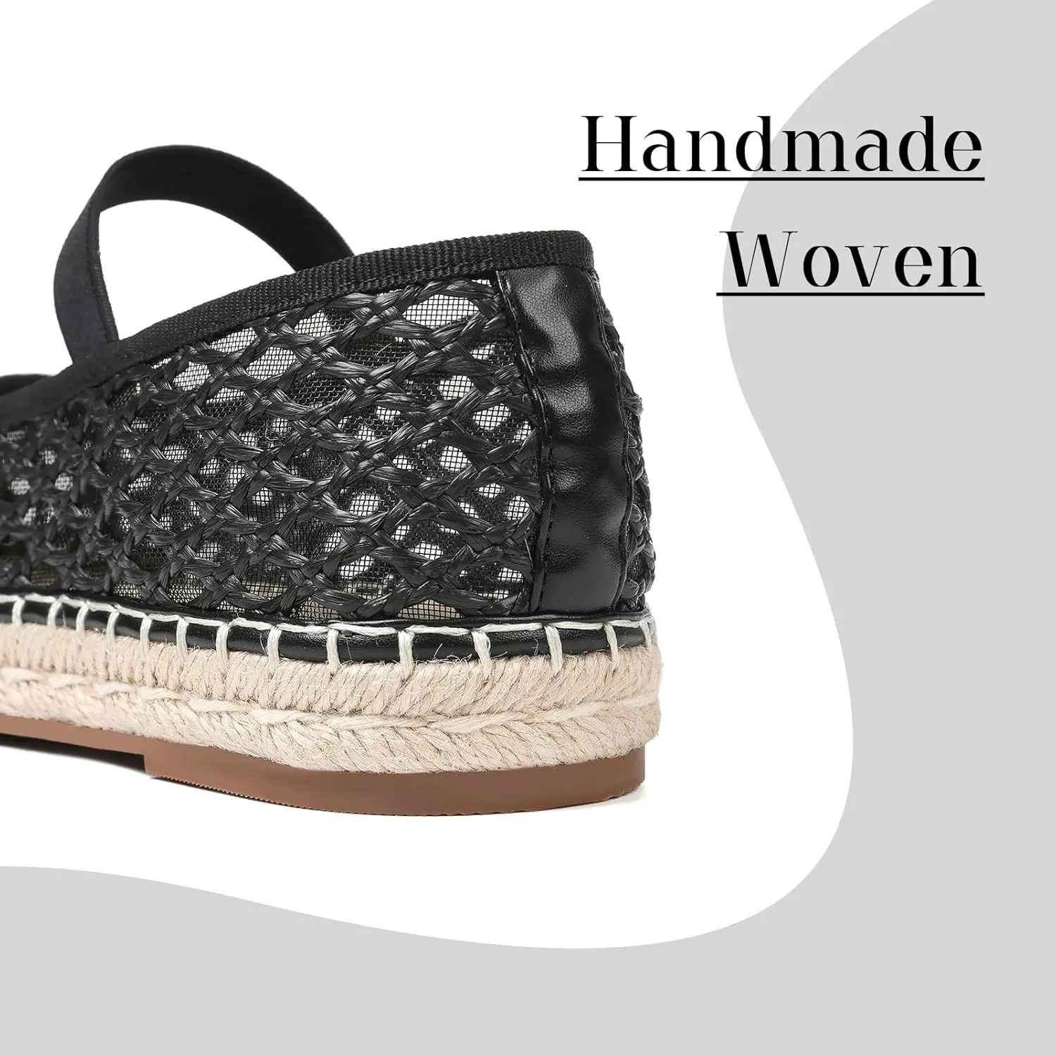 mikarka Flats for Women: Woven Ballet Flats Shoes for Women - Knot Espadrilles Round Toe Mary Jane Flats Loafers, Inspired by Raffia
