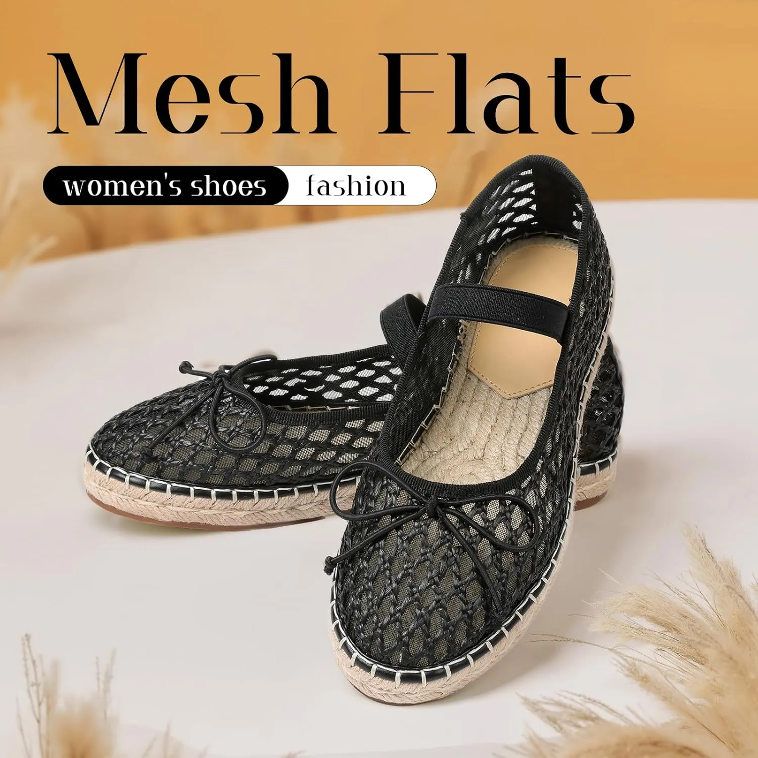 mikarka Flats for Women: Woven Ballet Flats Shoes for Women - Knot Espadrilles Round Toe Mary Jane Flats Loafers, Inspired by Raffia