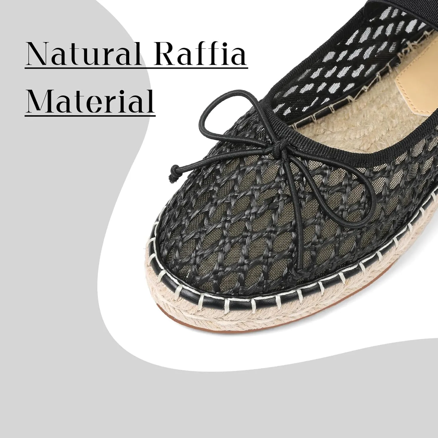 mikarka Flats for Women: Woven Ballet Flats Shoes for Women - Knot Espadrilles Round Toe Mary Jane Flats Loafers, Inspired by Raffia