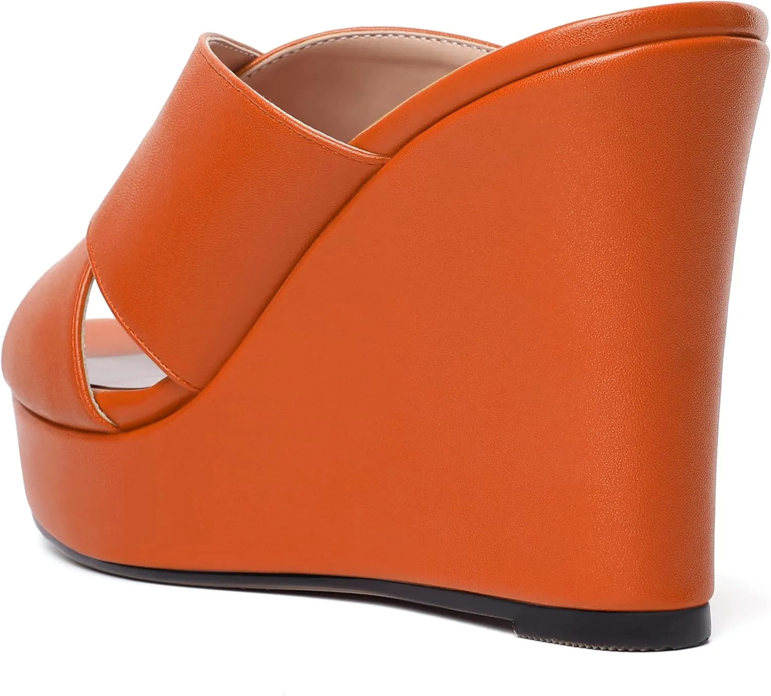 MODENCOCO Womens Open Toe Fashion Matte Slip On Platform Casual Wedge High Heel Heeled Dressy Sandals 4 Inch