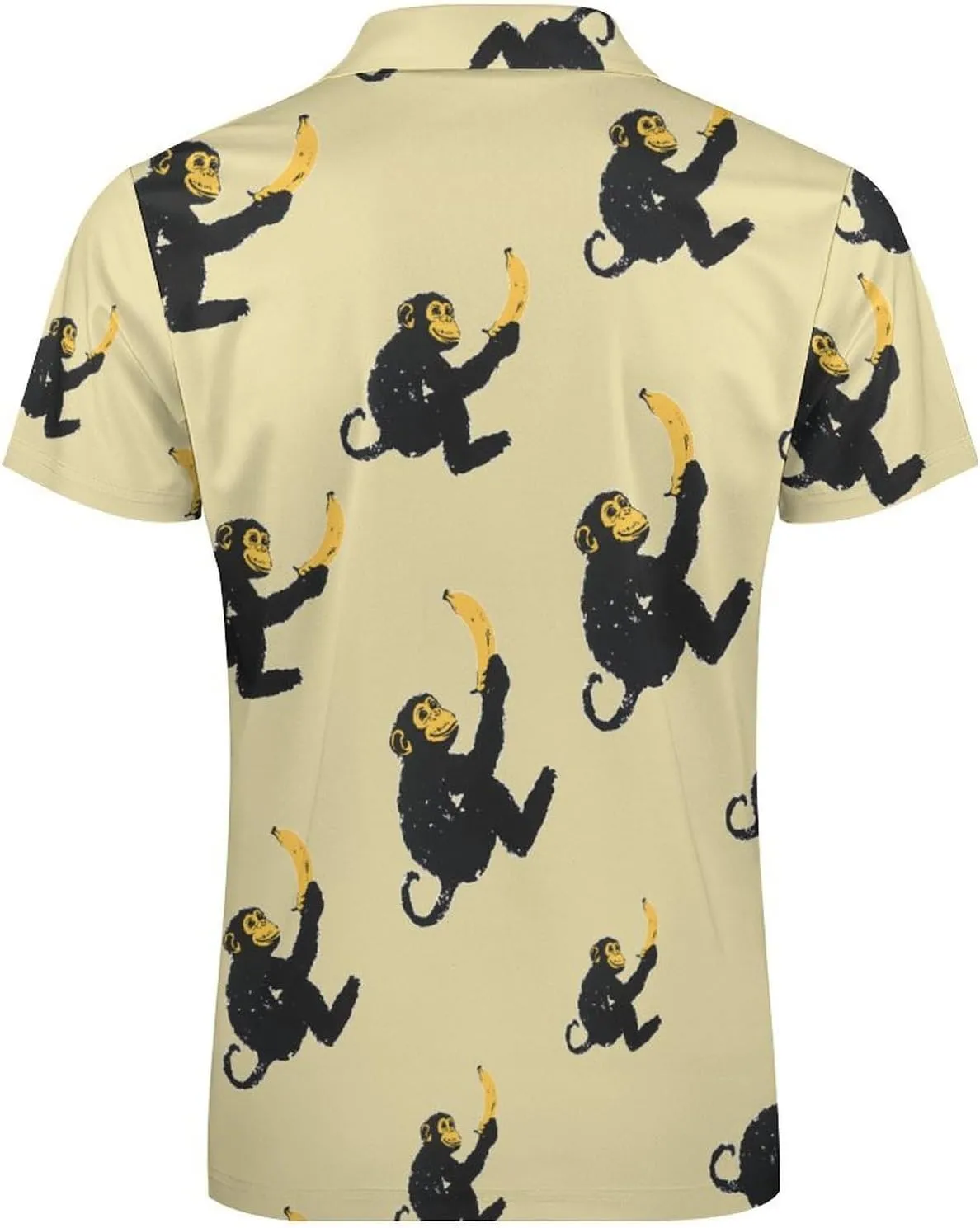 Monkey Holding A Banana Mens Polo Shirts Short Sleeve Golf Zipped T-shirt Slim Fit V-neck Tennis Tops