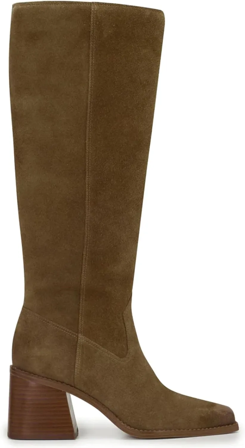 MUCCCUTE Knee High Boots for Women - Square Toe Chunky Block Heel Boots with Side Zipper Pull On Tall Boot