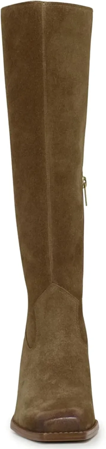 MUCCCUTE Knee High Boots for Women - Square Toe Chunky Block Heel Boots with Side Zipper Pull On Tall Boot