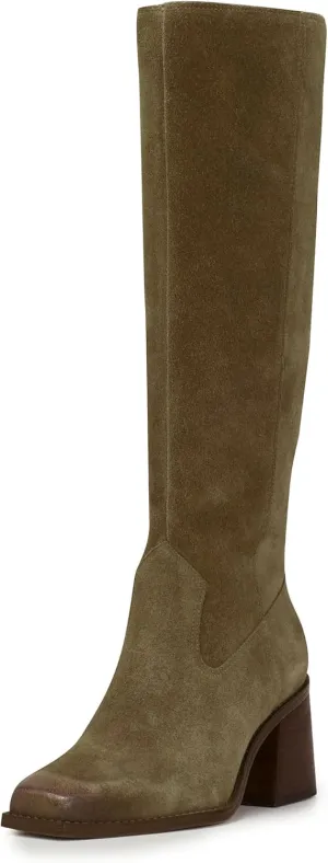 MUCCCUTE Knee High Boots for Women - Square Toe Chunky Block Heel Boots with Side Zipper Pull On Tall Boot