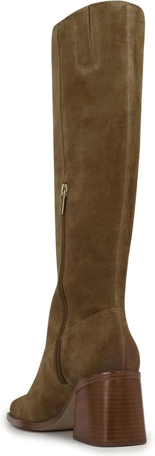 MUCCCUTE Knee High Boots for Women - Square Toe Chunky Block Heel Boots with Side Zipper Pull On Tall Boot