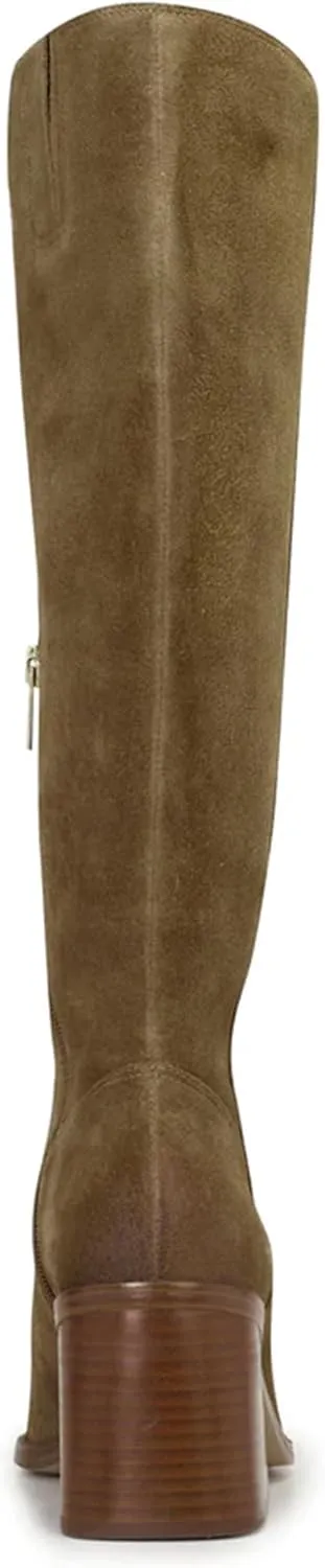 MUCCCUTE Knee High Boots for Women - Square Toe Chunky Block Heel Boots with Side Zipper Pull On Tall Boot