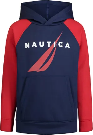Nautica Boys' Long Sleeve Fleece Pullover Hoodie, Comfortable, Relaxed Fit