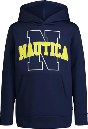 Nautica Boys' Long Sleeve Fleece Pullover Hoodie, Comfortable, Relaxed Fit