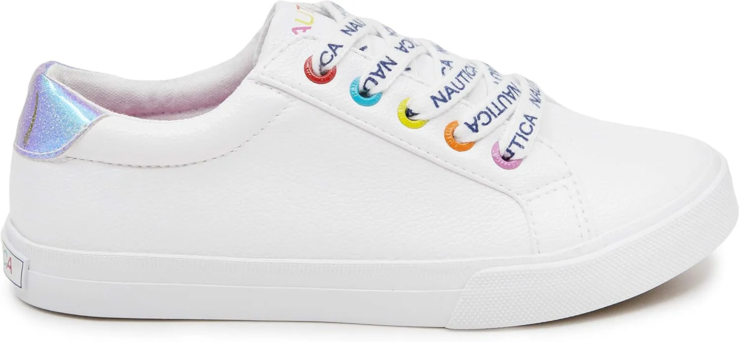Nautica Girls Fashion Shoe - Lace-Up Low-Top Tennis Sneakers for Big Kids, Little Kids & Toddlers (Regular Heel/Platform Sole)