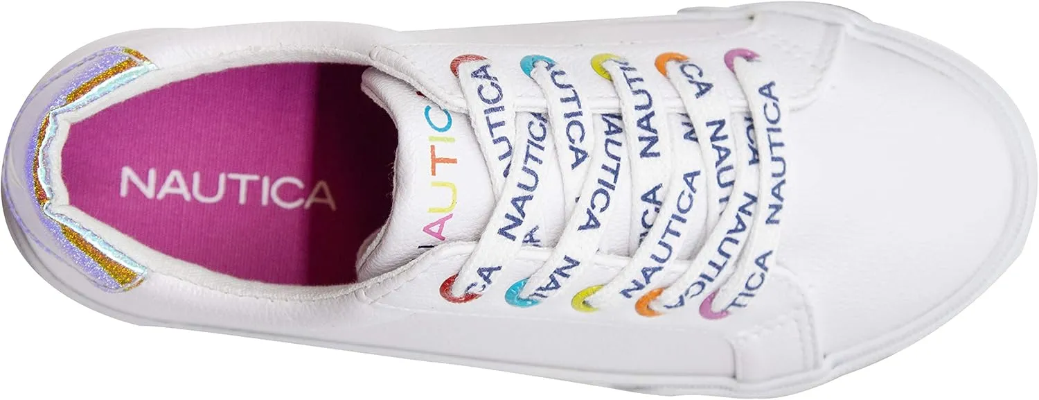 Nautica Girls Fashion Shoe - Lace-Up Low-Top Tennis Sneakers for Big Kids, Little Kids & Toddlers (Regular Heel/Platform Sole)