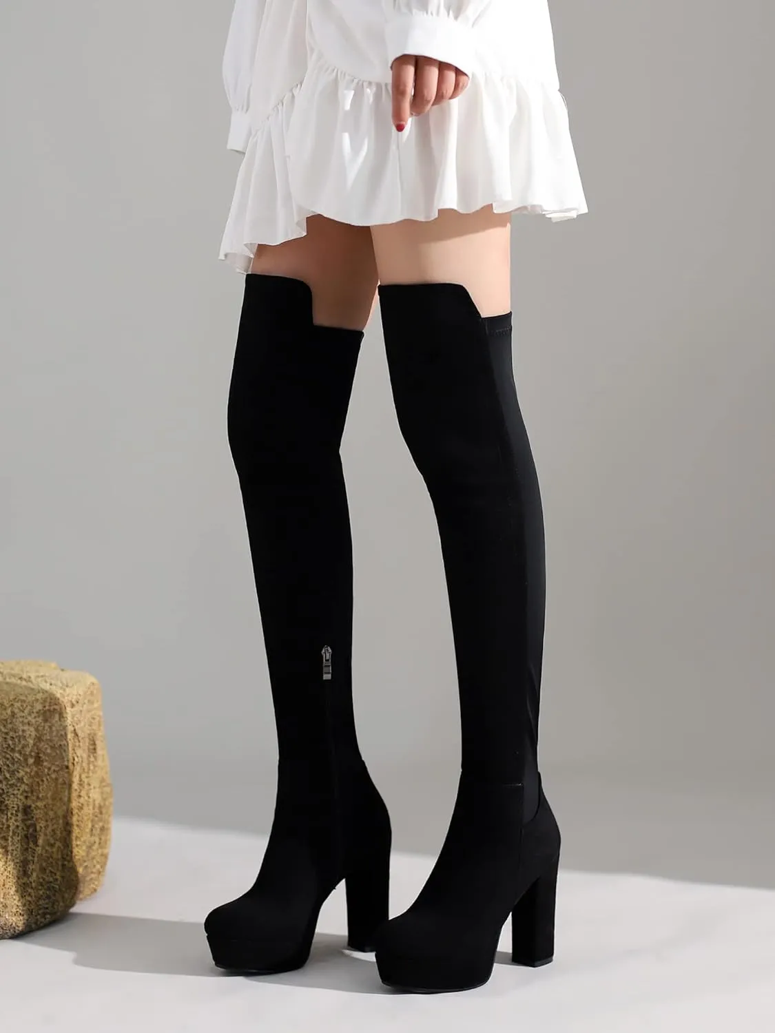 NueiVeiuo Women Comfy Thigh High Boots Platform