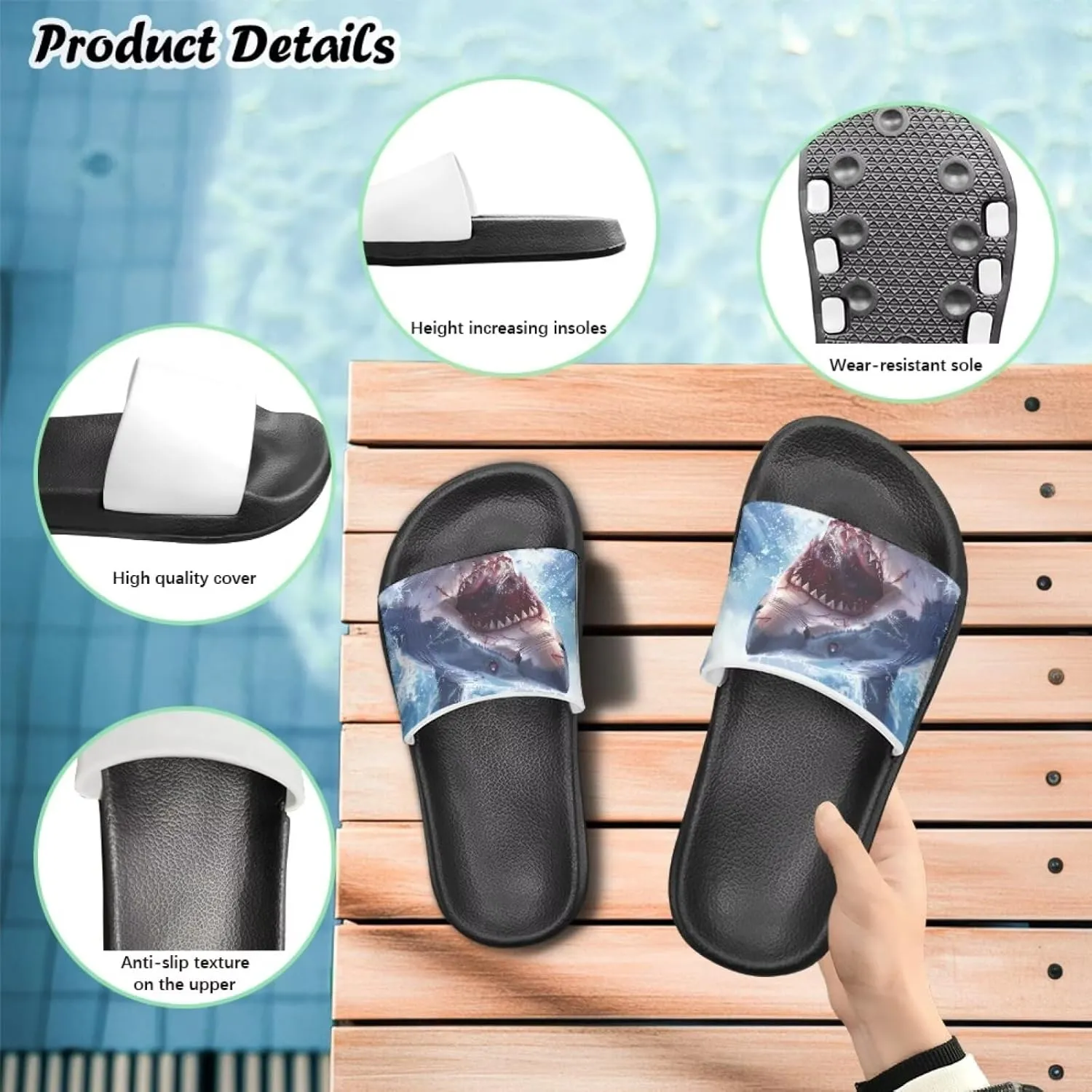 Ocean Animals Slide Sandals for Boys Girsl Cartoon Kids Slides Open Toe Design