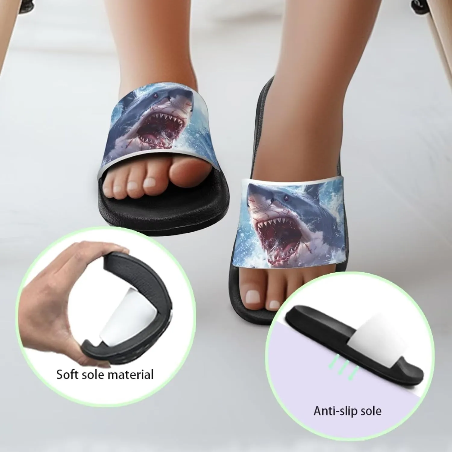 Ocean Animals Slide Sandals for Boys Girsl Cartoon Kids Slides Open Toe Design