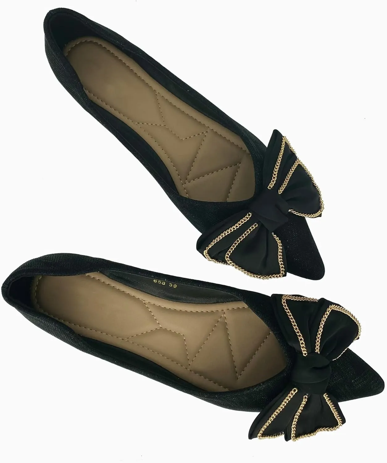 ODORHEISAYO Women Flats Pointed Toe Dressy Crystals Shoes Cute Bowknot Ballet Flats Comfort Light Weight Loafers Slip-ons Sandals