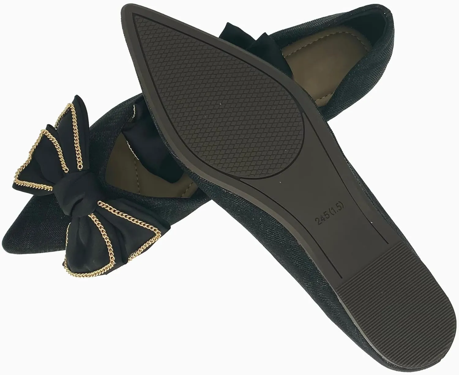 ODORHEISAYO Women Flats Pointed Toe Dressy Crystals Shoes Cute Bowknot Ballet Flats Comfort Light Weight Loafers Slip-ons Sandals