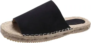 oiangi Espadrille Sandals for Women Flats Summer Casual Open Toe Slip On Slipper Lightweight Comfortable Handmade Sandals Outdoor Non-Slip Ladies Shoes