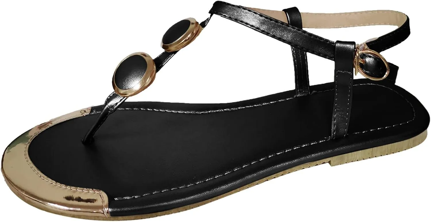 oiangi Flat Sandals for Women Summer Fashion Comfy Thong Strap Buckle Clip Toe Slipper Beach Sandalias Trendy Ankle Straps Casual Shoes Flip Flops