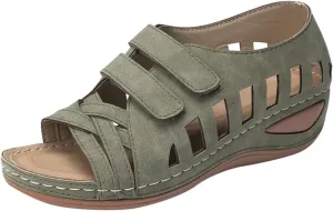 Orthopedic Leather Sandals with Back Strap Orthopedic Women Slippers Family Christmas Sandals for Women Summer Orthotic Arch Support Sandal for Women Heel Orthopedic Walking Wedge Sandals Women
