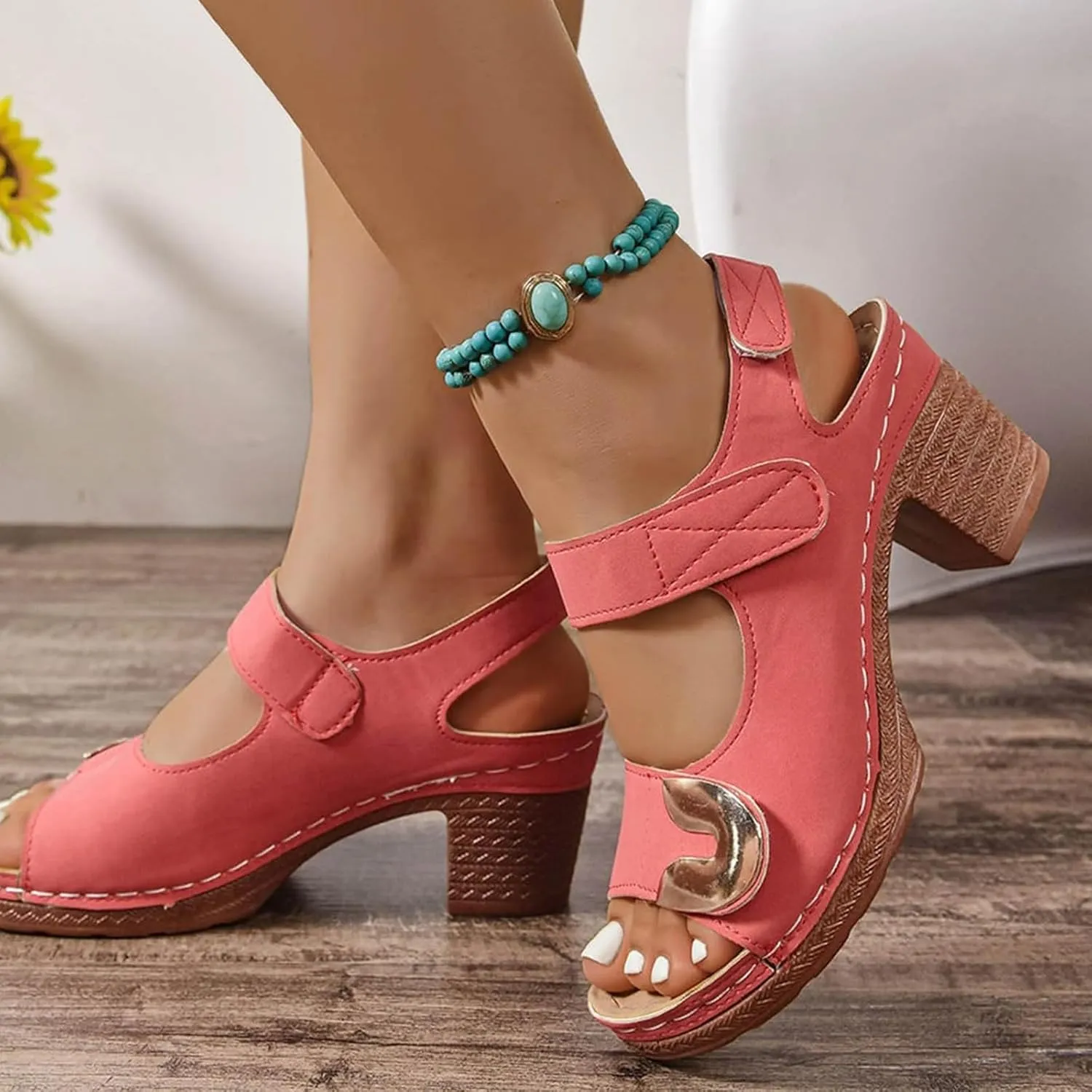 Orthopedic Sandals for Women 2025 Low Wedge Heels Open Toe Slingback Outdoor Slides Sandals Hook and Loop Closure Available Shoes Slip On Indoor Outdoor