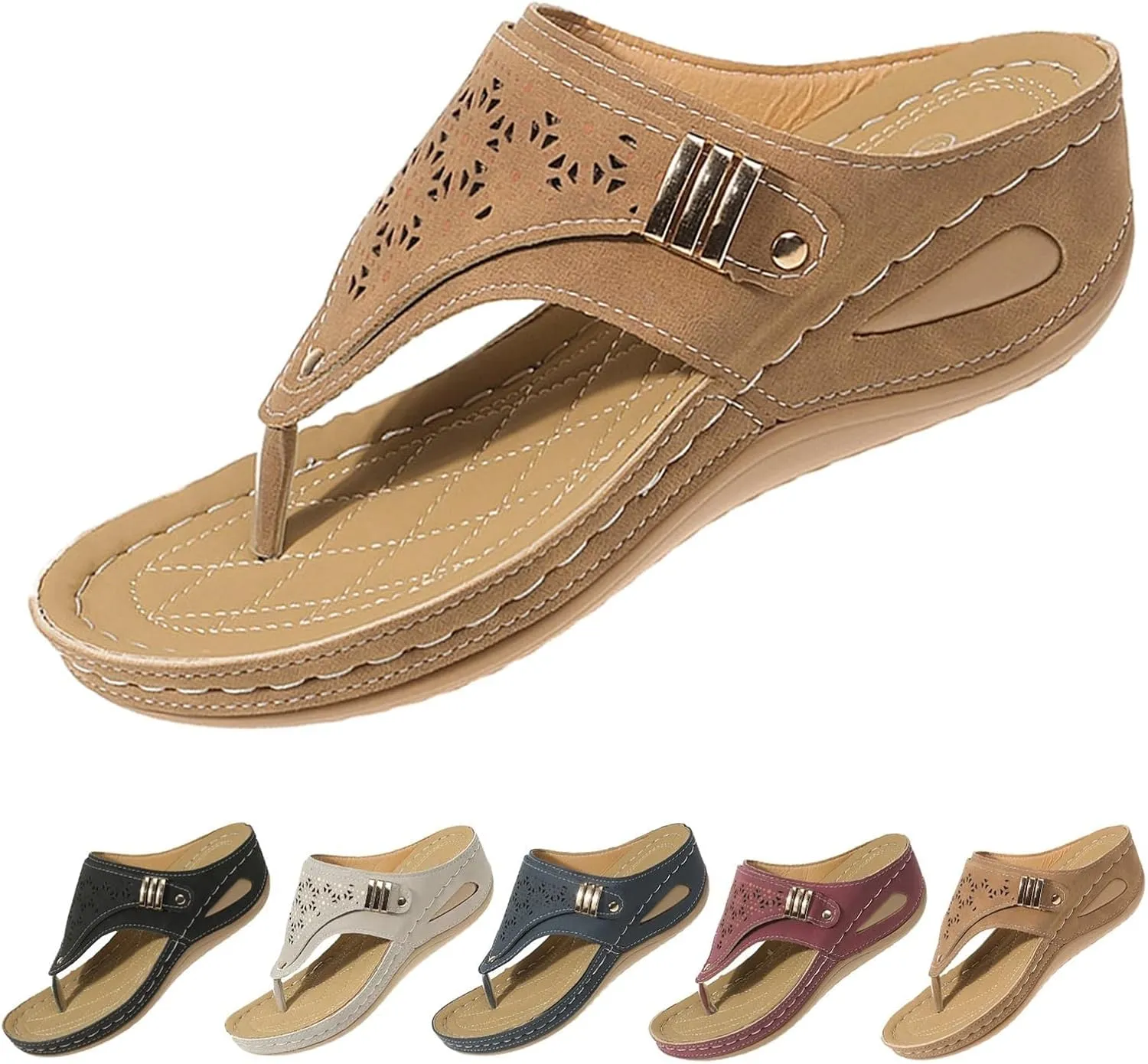 Orthopedic Sandals for Women Summer Dressy Comfortable Arch Support Wedge Open Toe Platform with Silppers on Beach Dress Shoes Vacation Slippers Casual 2025 Non Slip Flip Flops Flat