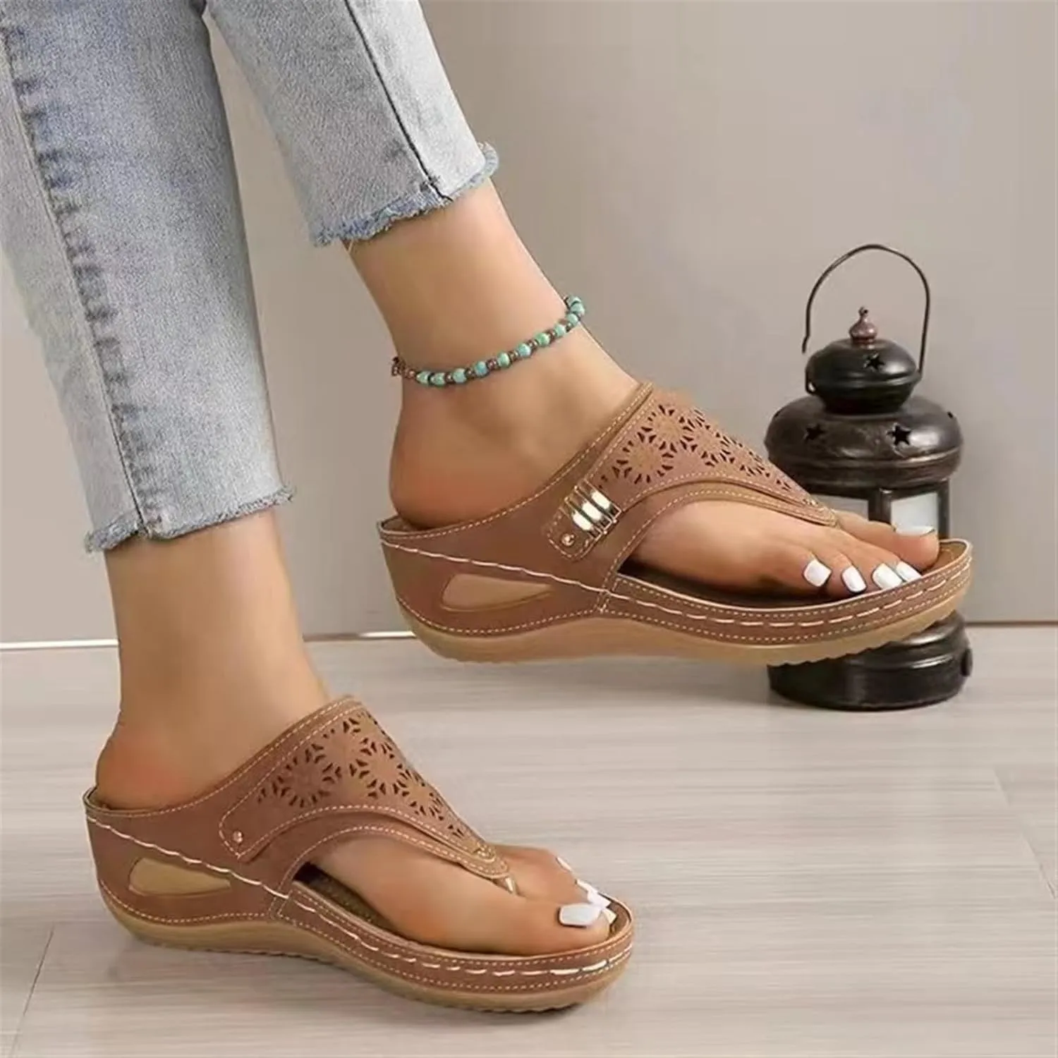 Orthopedic Sandals for Women Summer Dressy Comfortable Arch Support Wedge Open Toe Platform with Silppers on Beach Dress Shoes Vacation Slippers Casual 2025 Non Slip Flip Flops Flat