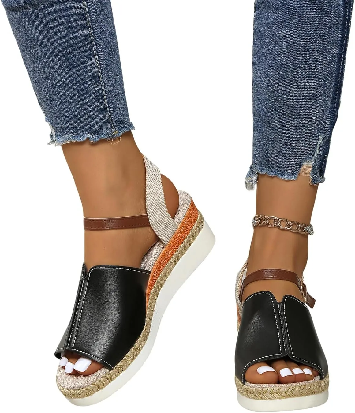 Orthopedic Wedge Sandals for Women Summer Dressy Flat Open Toe Ankle Strap Casual Strappy Beach Boho Sandal Comfortable Outdoor Shoes Heels Low Espadrilles Dressy Open Platform Wedges