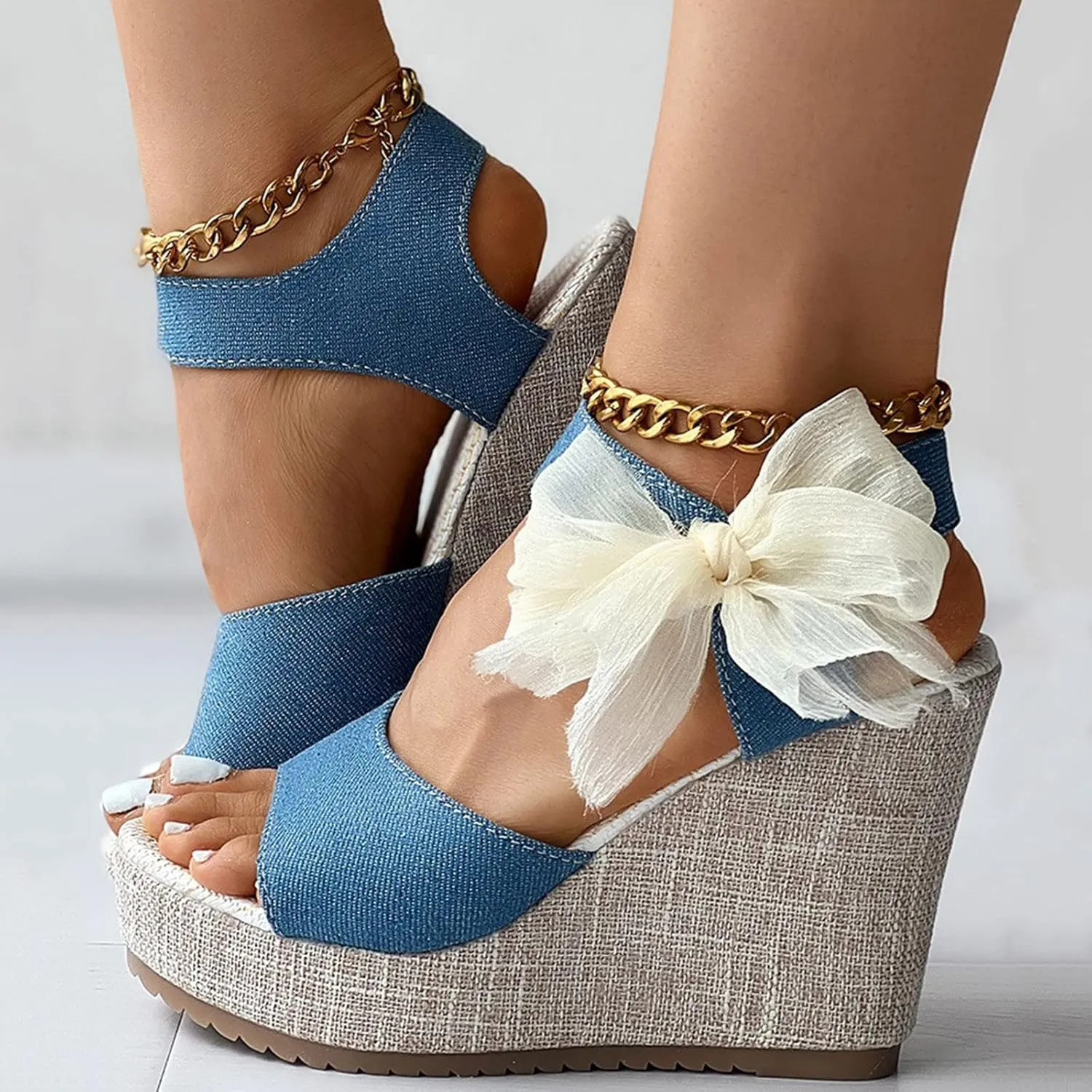 Orthopedic Wedge Sandals Women Summer Dressy Ankle Strap Flat Sandals Casual Strappy Low Wedges Slip on Zipper Beach Sandals
