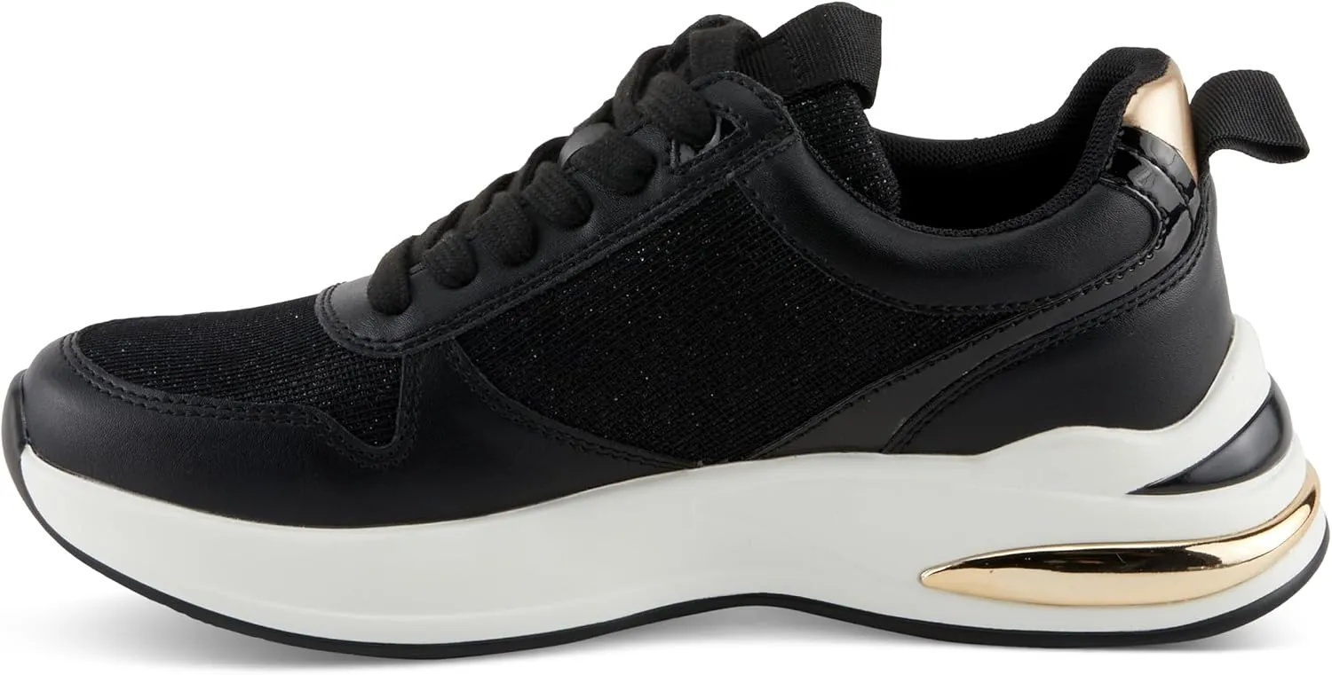 PATRIZIA Women's URSA Platform Sneakers with Sparkling Upper, Gold Metallic Accents, and Comfortable Fit