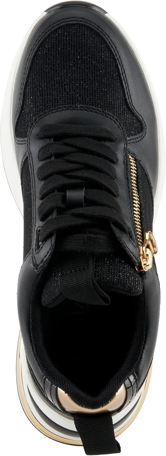 PATRIZIA Women's URSA Platform Sneakers with Sparkling Upper, Gold Metallic Accents, and Comfortable Fit