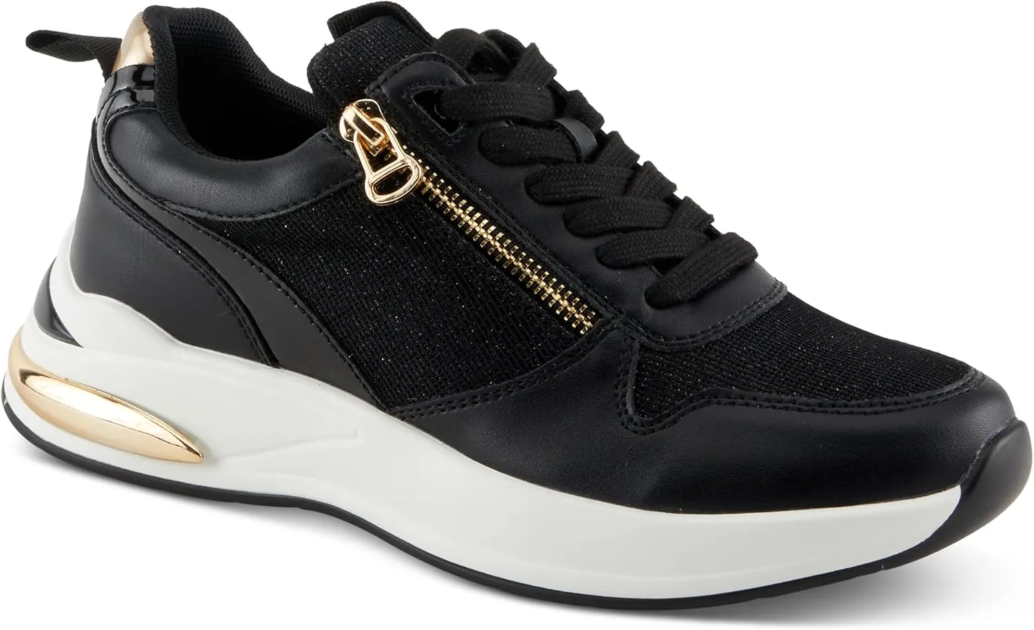 PATRIZIA Women's URSA Platform Sneakers with Sparkling Upper, Gold Metallic Accents, and Comfortable Fit