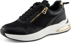 PATRIZIA Women's URSA Platform Sneakers with Sparkling Upper, Gold Metallic Accents, and Comfortable Fit