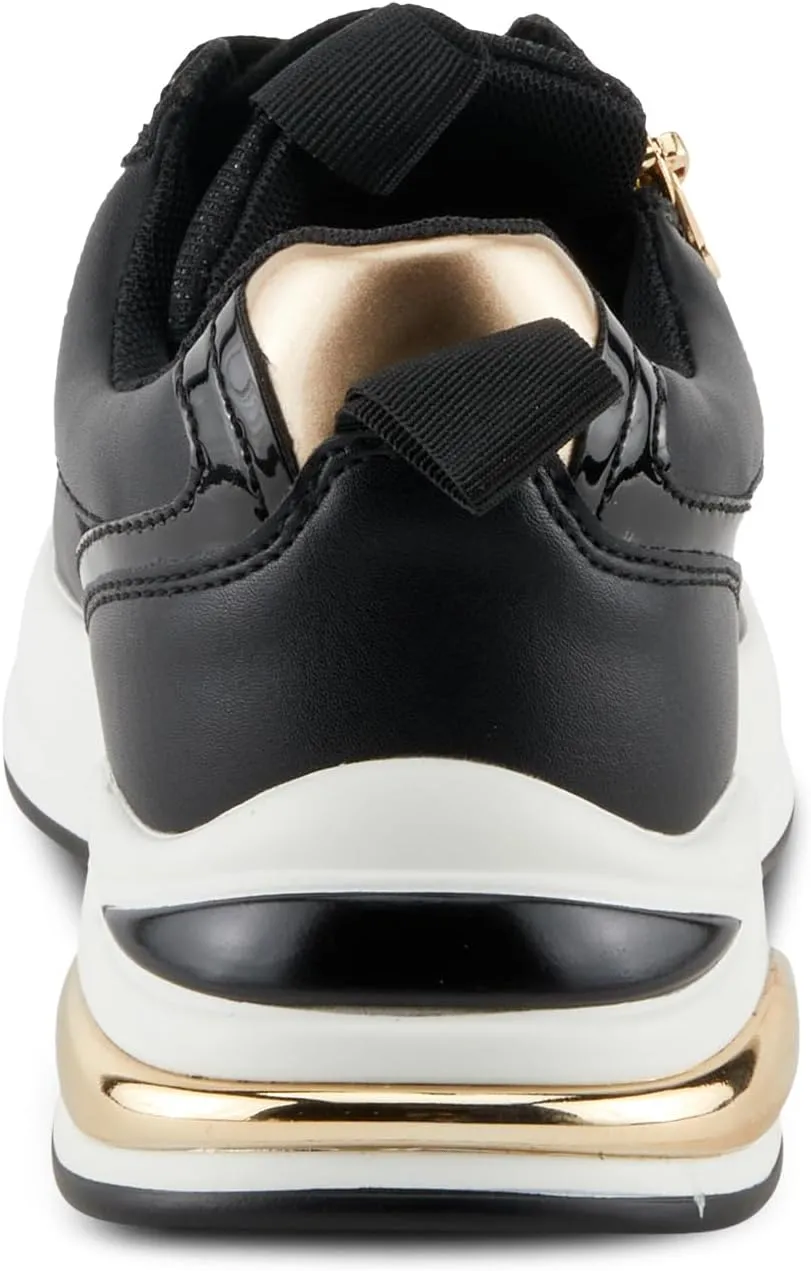 PATRIZIA Women's URSA Platform Sneakers with Sparkling Upper, Gold Metallic Accents, and Comfortable Fit