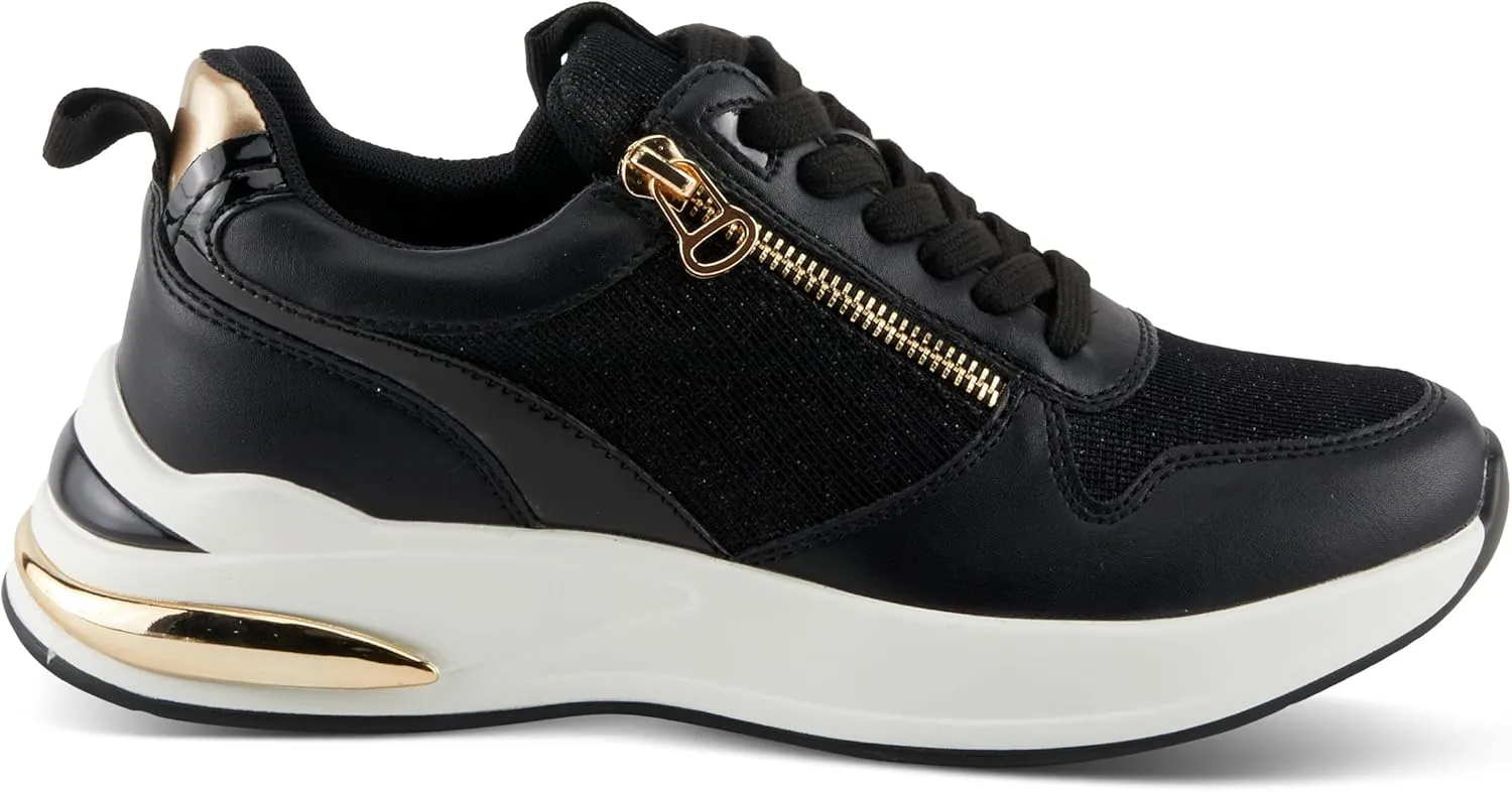PATRIZIA Women's URSA Platform Sneakers with Sparkling Upper, Gold Metallic Accents, and Comfortable Fit