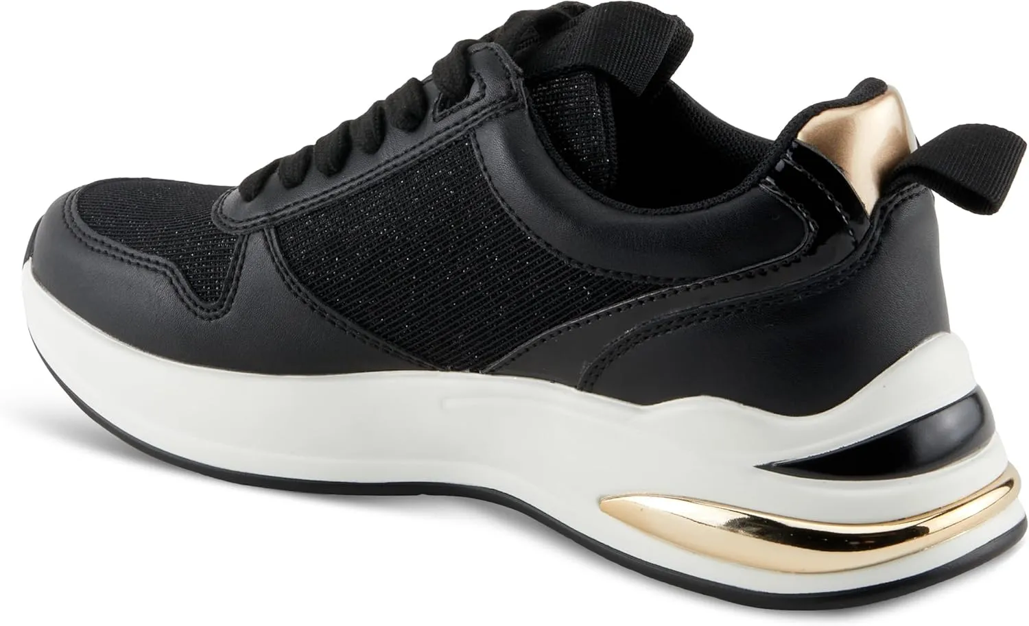 PATRIZIA Women's URSA Platform Sneakers with Sparkling Upper, Gold Metallic Accents, and Comfortable Fit