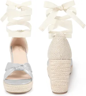 Perphy Lace Up Platform Espadrilles Wedges Heel Sandals for Women