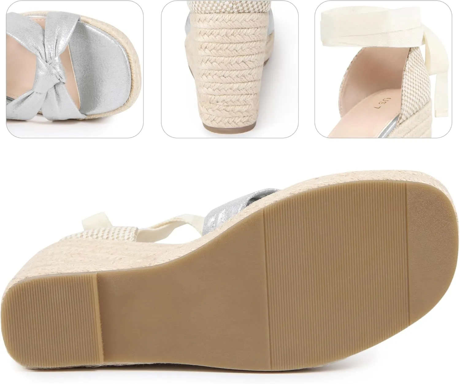 Perphy Lace Up Platform Espadrilles Wedges Heel Sandals for Women