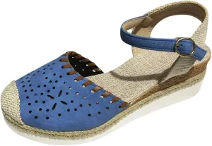 Platform Espadrilles Wedges for Women Closed Toe Casual Low Heel Dressy Sandals with Adjustable Buckle Ankle Strap