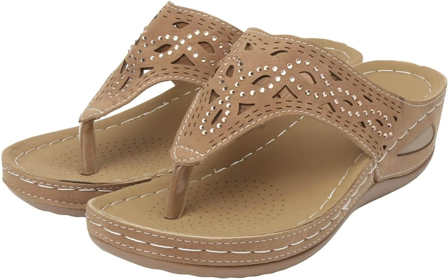 Platform Flip Flops for Women,Orthopedic Sandals for Women Arch Support Walking Sandals Women Dressy Comfortable Slip-On Slippers Summer Casual Slide Wedges Ladies Lightweight Beach Thong Sandals