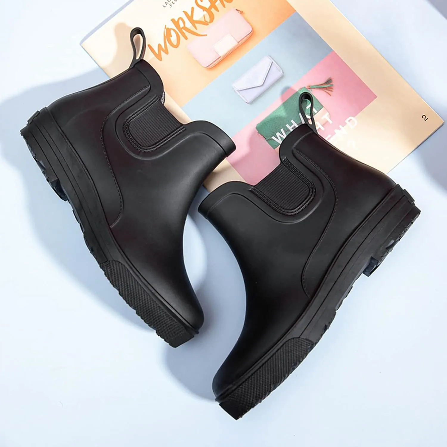 Platform Rain Boots Women Mens Grounded Footwear Booties Black Slip On Barefoot Shoes Short Rain Boots for Women Waterproof Garden Shoes White Cowgirl Boots