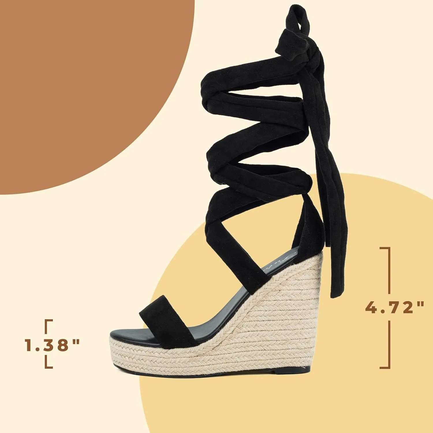 Putu Vacation Wedge Sandals for Women,Espadrilles Platform Beach Sandals,Sexy Tie up Strappy Sandals