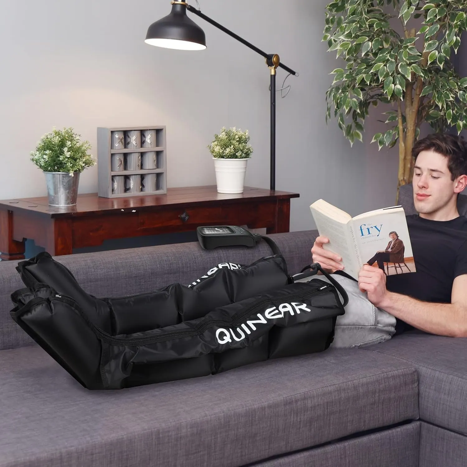 QUINEAR Professional Sequential Air Compression Therapy System for Improved Circulation and Massage - Foot and Leg Recovery Boots for Athletes