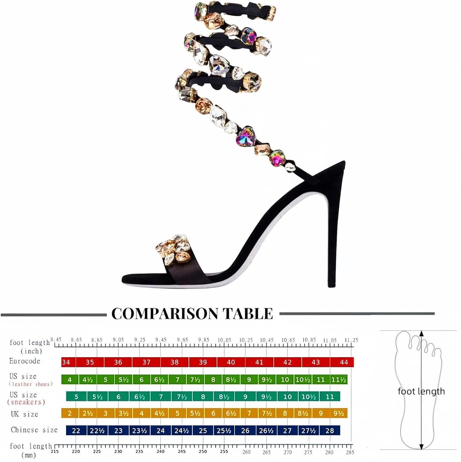 Rhinestone Spiral Coil Wrap Around Stiletto Heels for Women,Women's Sexy Fashion Open Round Toe Diamonds Slingback High Heels Kitten Heel Sandals Party Wedding Bridal Pumps Sandals Shoe