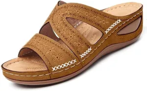 RiceelSor Women's Orthopedic Sandals with Arch Support - Slip-On Wedge Platform Summer Shoes, Non-Slip Beach Shoes & Breathable Design | All-Day Comfort
