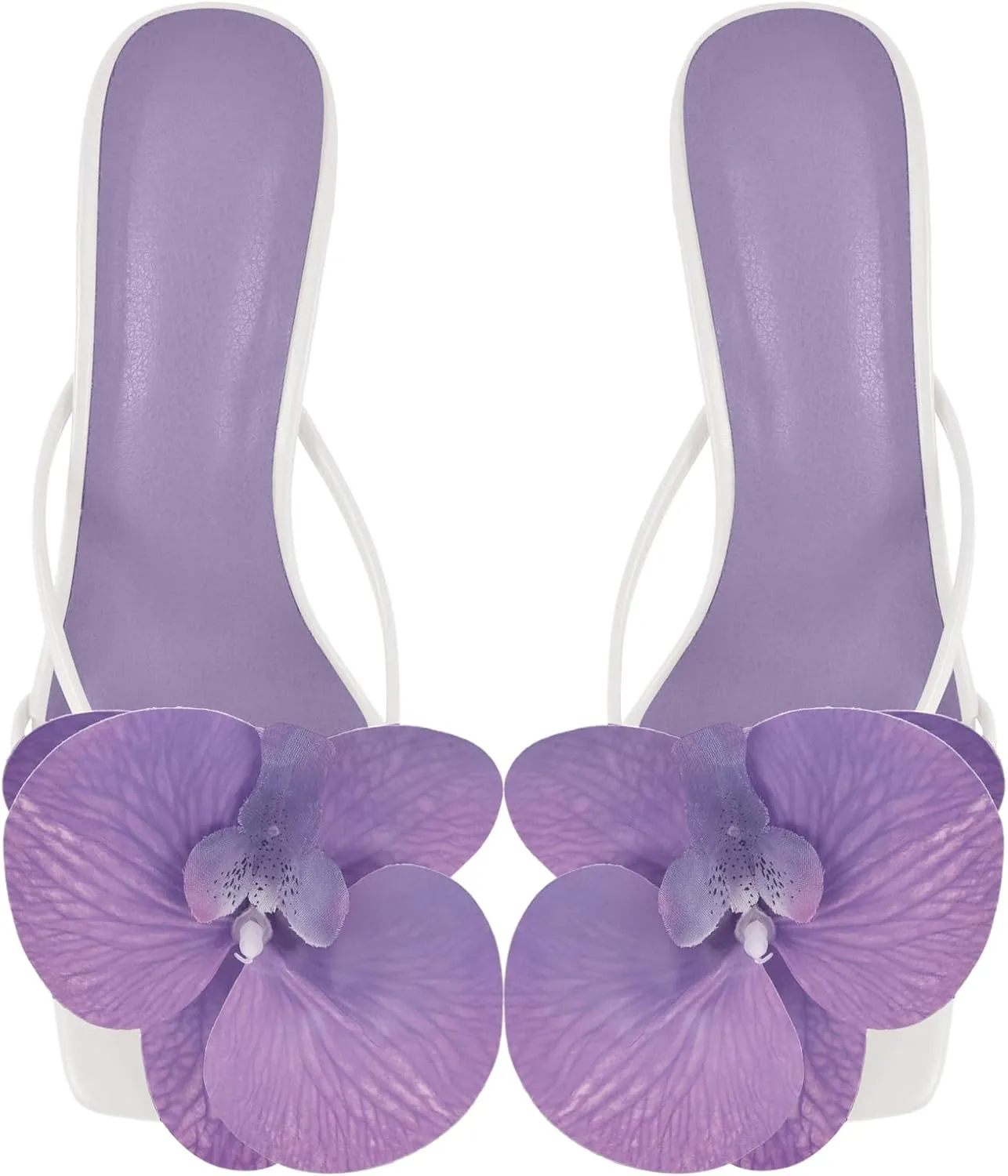 richealnini Orchid Heels for Women Slip On Clear Heels