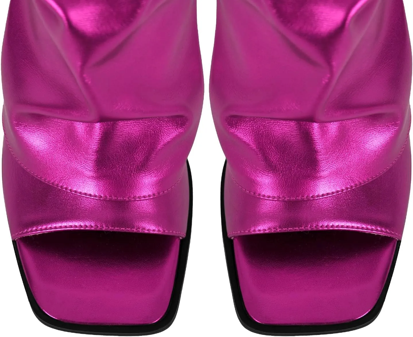 richealnini Sexy Square Peep Toe Sandals Fold Over Denim Heeled Sandals for Women Fashion Street Trends Party Dress