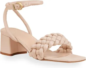 Rilista Women's Heeled Sandals Braided Square Open Toe Ankle Strap Chunky Heels