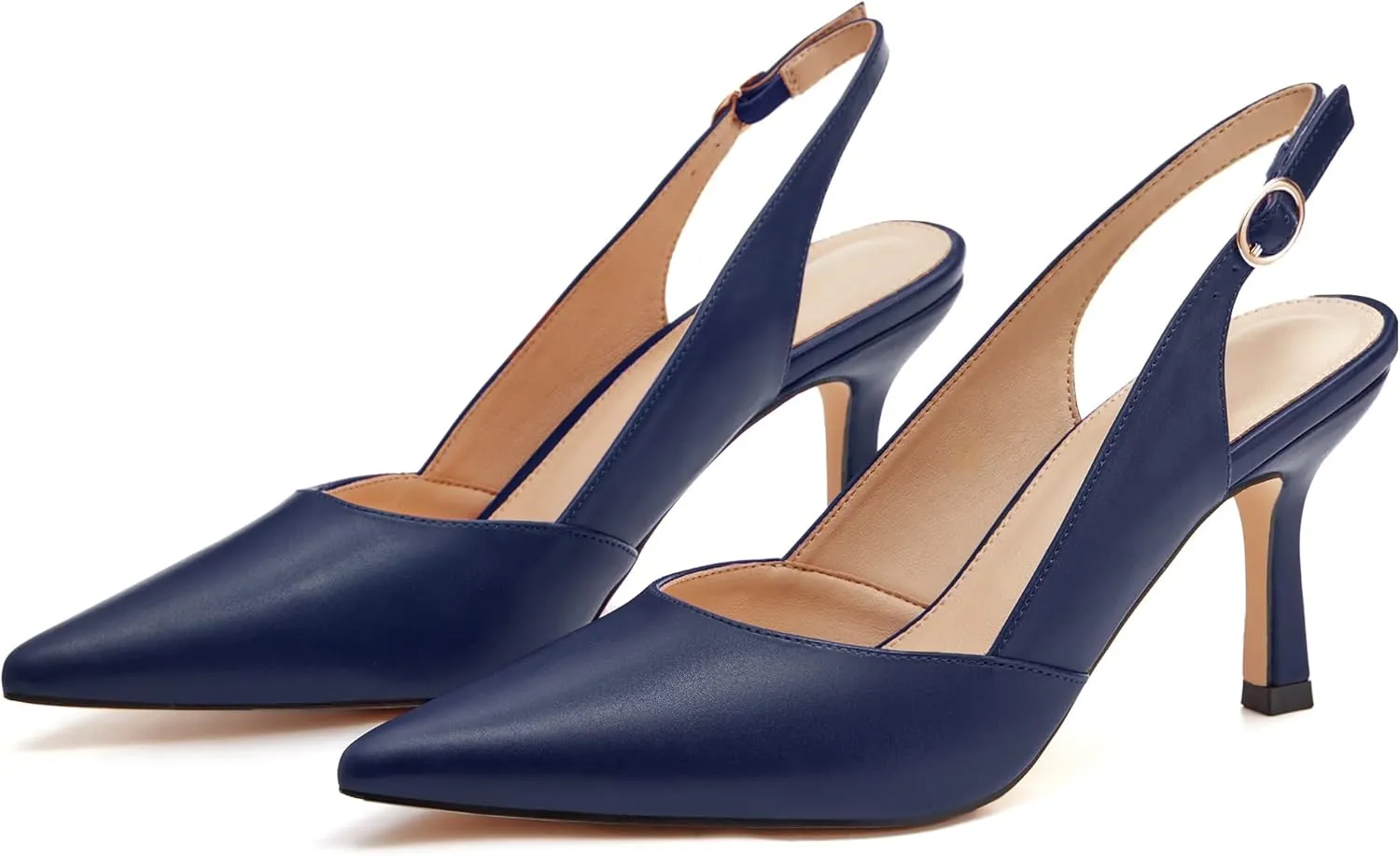 Rilista Women's Slingback Kitten Heels Closed Pointed Toe Wedding Party Dress Pumps Shoes