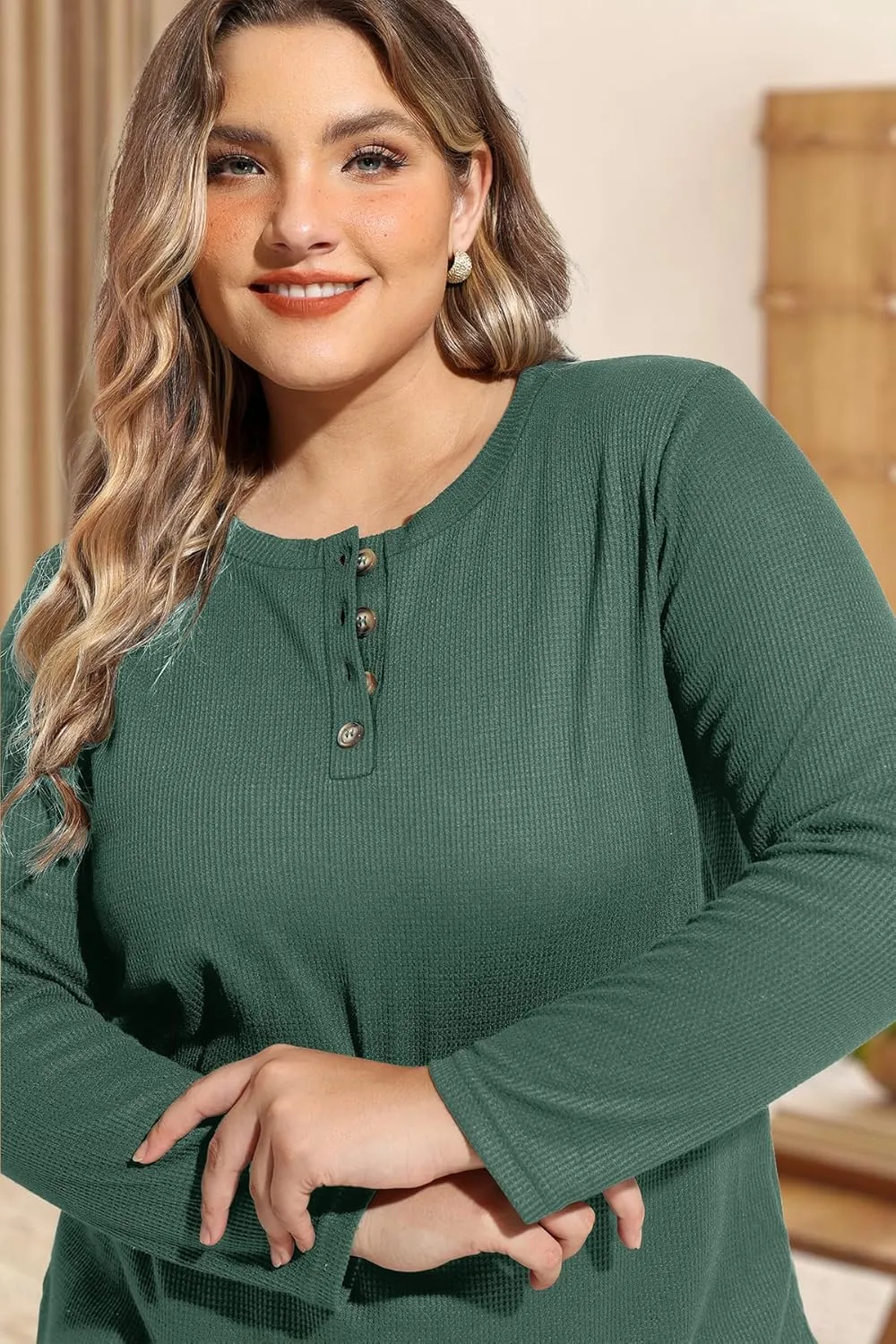 RITERA Plus Size Women 2 Piece Outfits Lounge Sets Knit Waffle Pullover Tops Wide Leg Pants Sweatsuit Pajama Sets XL-5XL