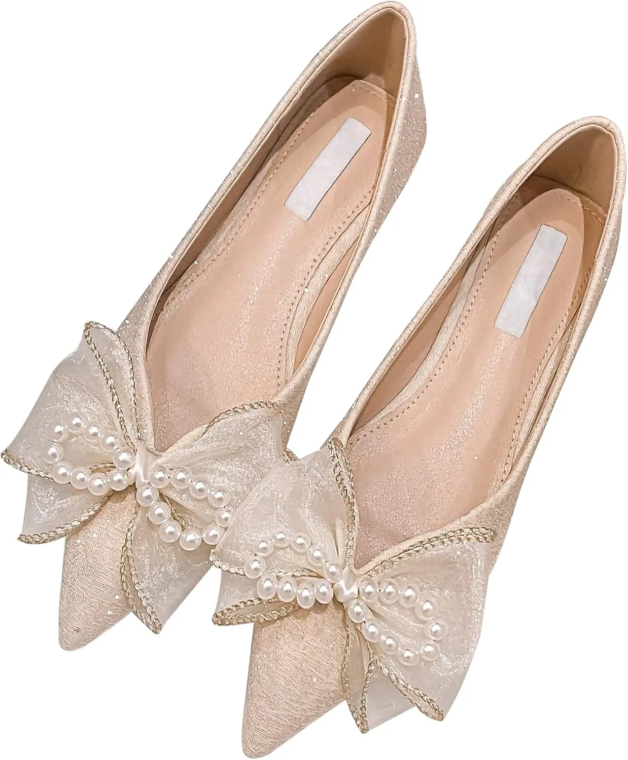SAILING LU Sparkly Dressy Flats for Women Pointed Toe Crystals Bridal Wedding Shoes Bow-Knot Comfortable Loafers Slip-ons Black Nude